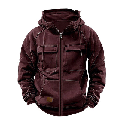 Herren Kapuzenjacke Funktionell Mit Großen Taschen