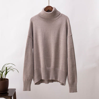 Damen Strickpullover Bequem Warm Rippborte
