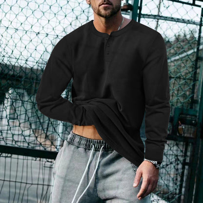 Herren Langarm-Shirt Elegant Knopfleiste