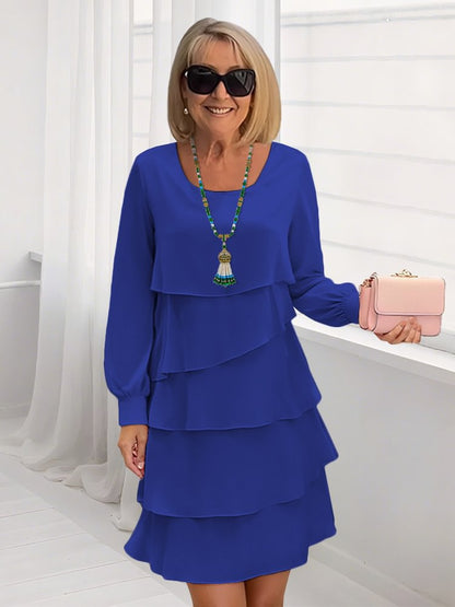 Damenmode Kleid Langärmlig Schlicht Elegangt