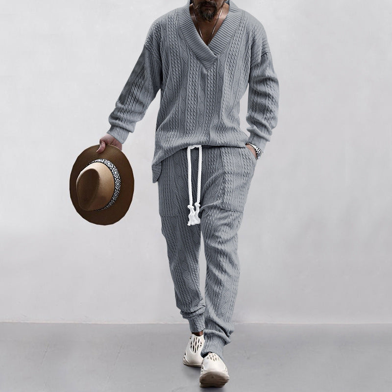Herren Strickpullover Lässig V-Ausschnitt Elastisch