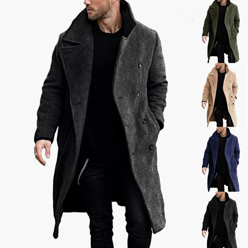 Herren Wollmantel Modern Doppelrevers Stil - IdealeKleiden
