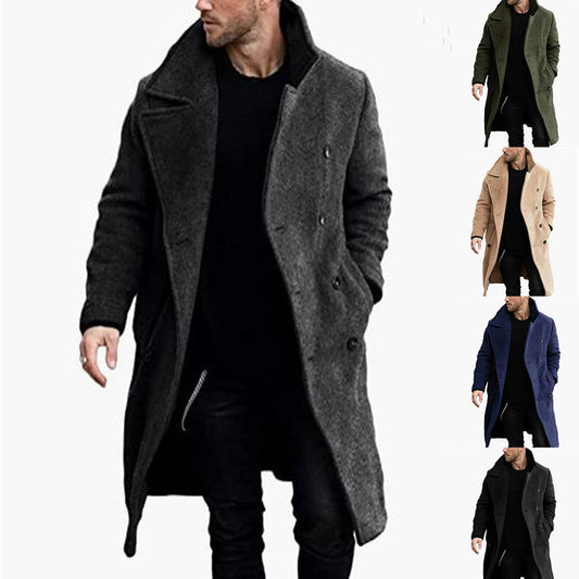Herren Wollmantel Modern Doppelrevers Stil - IdealeKleiden