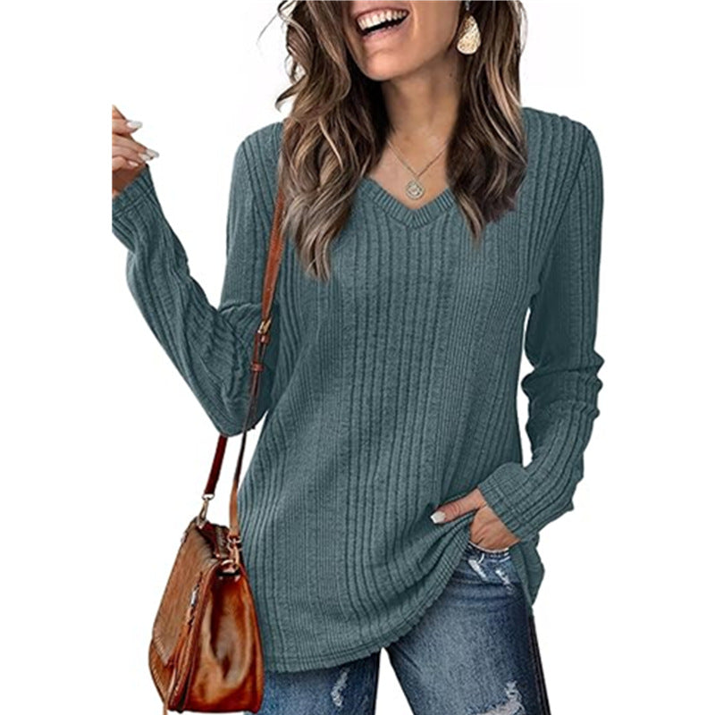 Damen Pullover V-Ausschnitt Strick Design