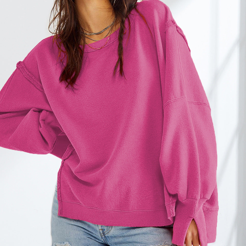 Damen Oversized Pullover Bequem Lässig Weite Ärmel