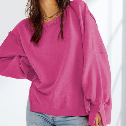 Damen Oversized Pullover Bequem Lässig Weite Ärmel