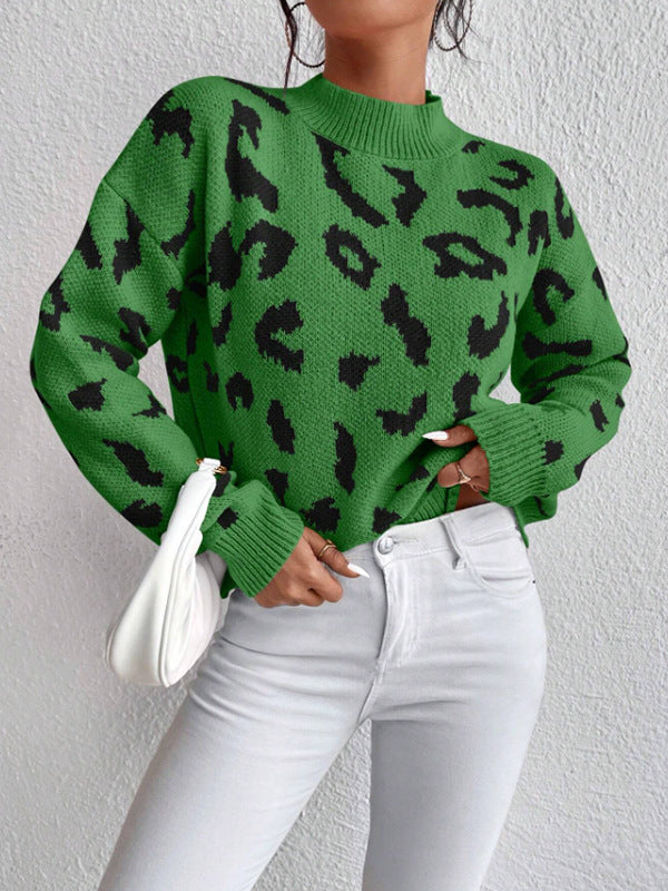 Damen Pullover Tiermuster Bequem Elegant