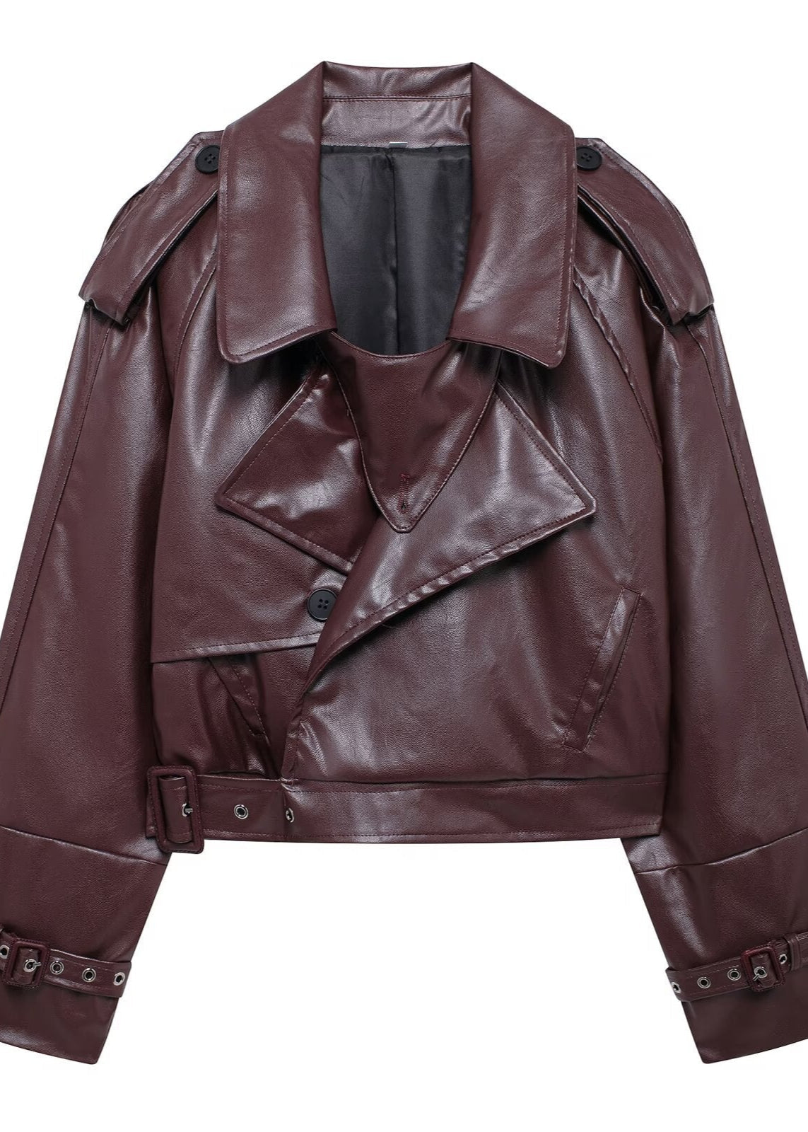 Cropped Lederjacke Biker Style Frauen