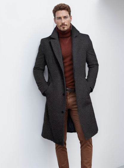 Herren Mantel Elegant Woll Obermaterial Struktur Optik