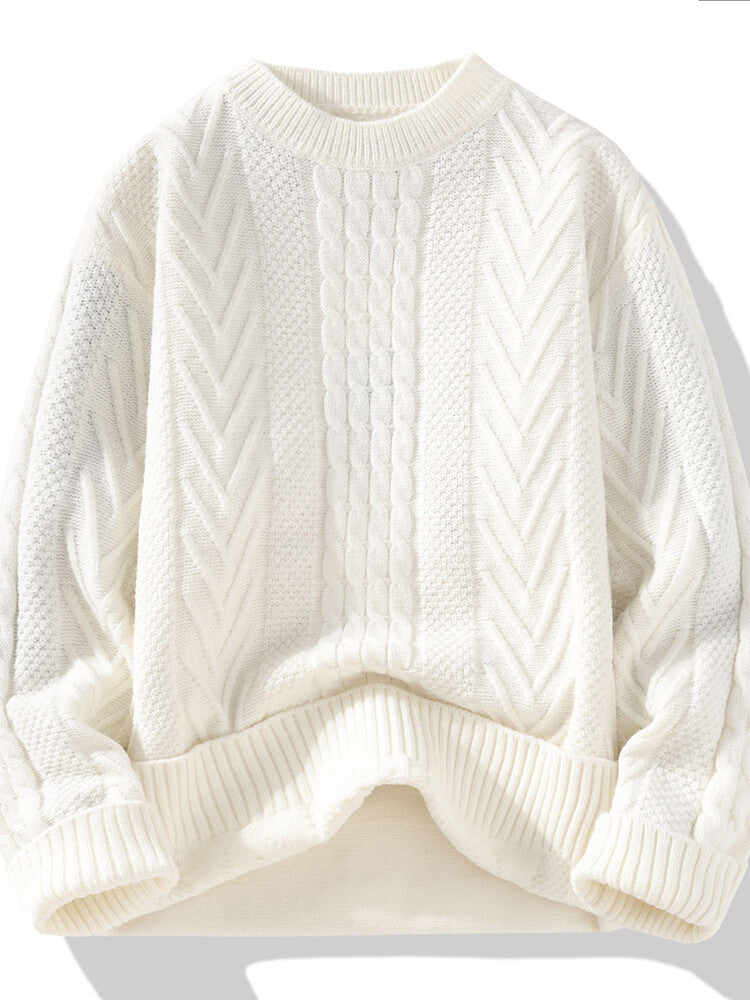 Herren Pullover Grobstrick Lässig Zopfmuster