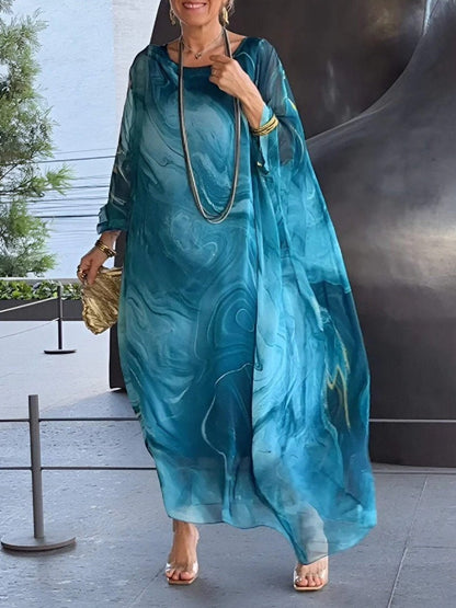 Damen Kaftan Kleid Großzügig Floral Muster
