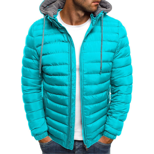 Herren Steppjacke Leicht Kapuze Hochkragen Outdoor - IdealeKleiden