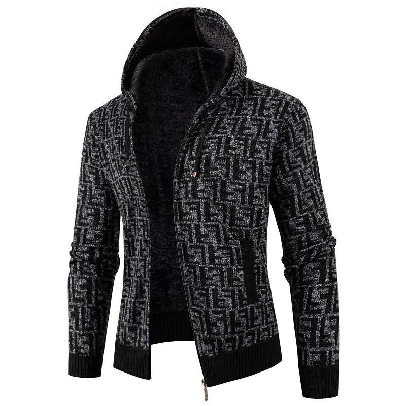 Herren Strickjacke Zopfmuster Weich Innenfutter
