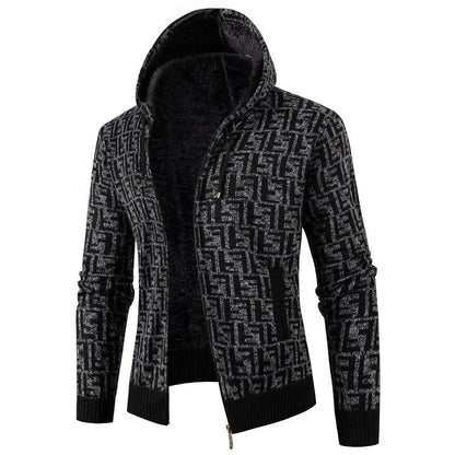 Herren Strickjacke Zopfmuster Weich Innenfutter