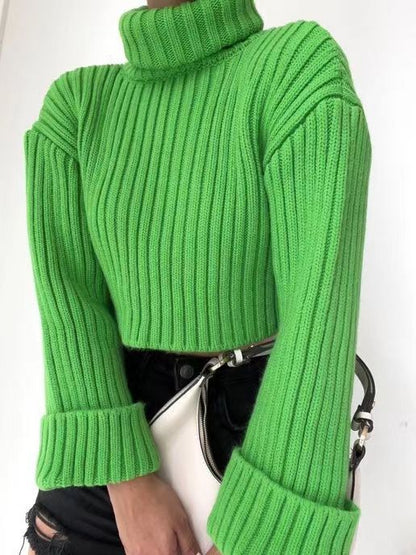 Damen Strickpullover Hochkragen Elegantes Design