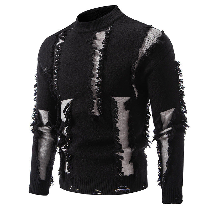 Herren Pullover Modern Fransen Design