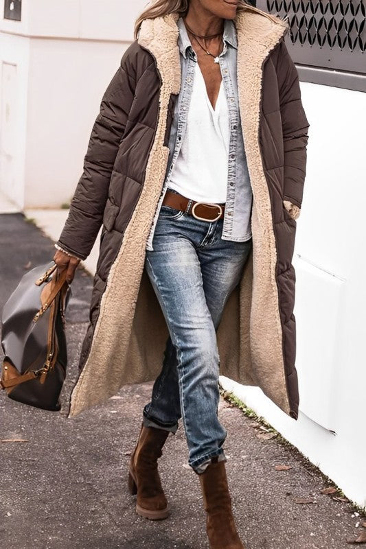 Wendbare Winterjacke Damen mit Kapuze Warm