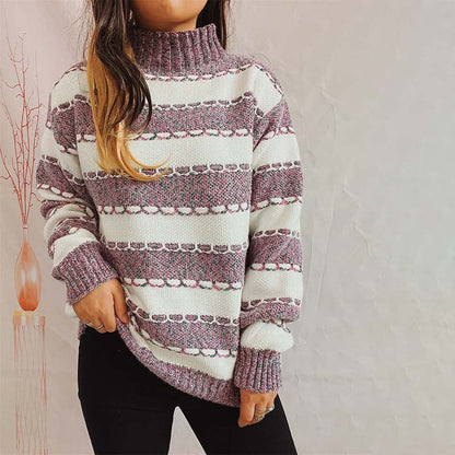 Gestreifter Strickpullover Modern Frauen