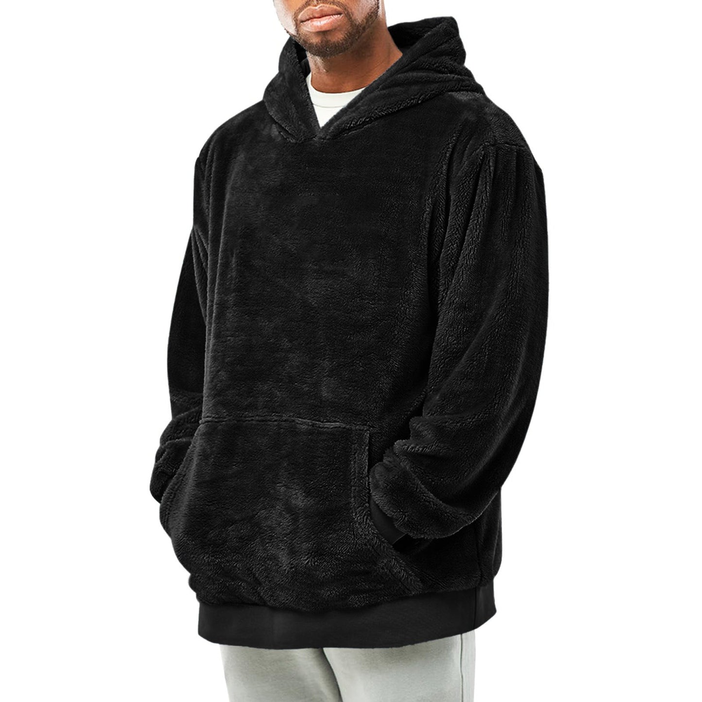 Herren Fleece Hoodie Weich Bequem - IdealeKleiden