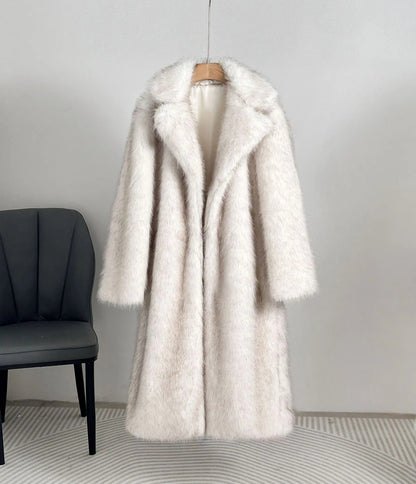Damen Kunstfellmantel Elegantes Design Großzügig