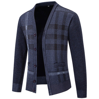 Herren Strickjacke Karo Muster Elegantes Design
