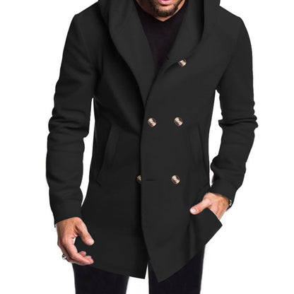 Herren Wintermantel Modern Kapuze Elegant