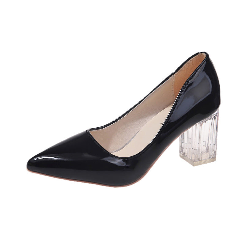 Damen High Heels Pumps mit Transparentem Absatz und Spitzen Zehen