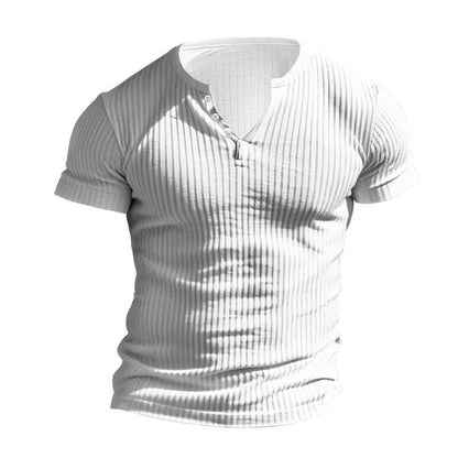 Herren Kurzarm T-Shirt Ripp-Design Klassisch
