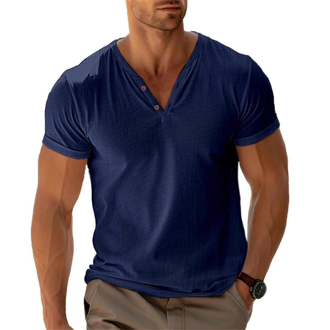 Herren Leichtes Henley-Shirt Bequem Atmungsaktiv