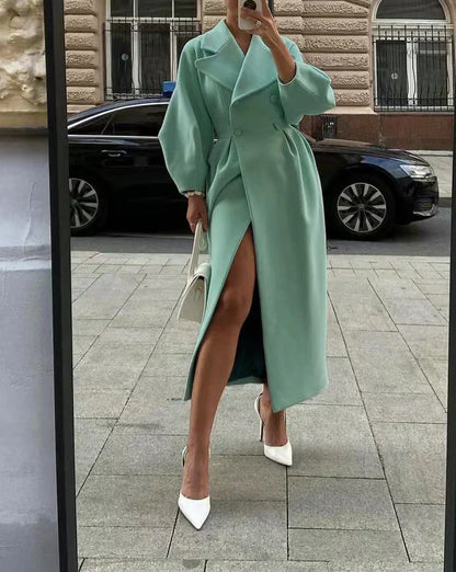 Eleganter Wollmantel Zweireihig Tailliert