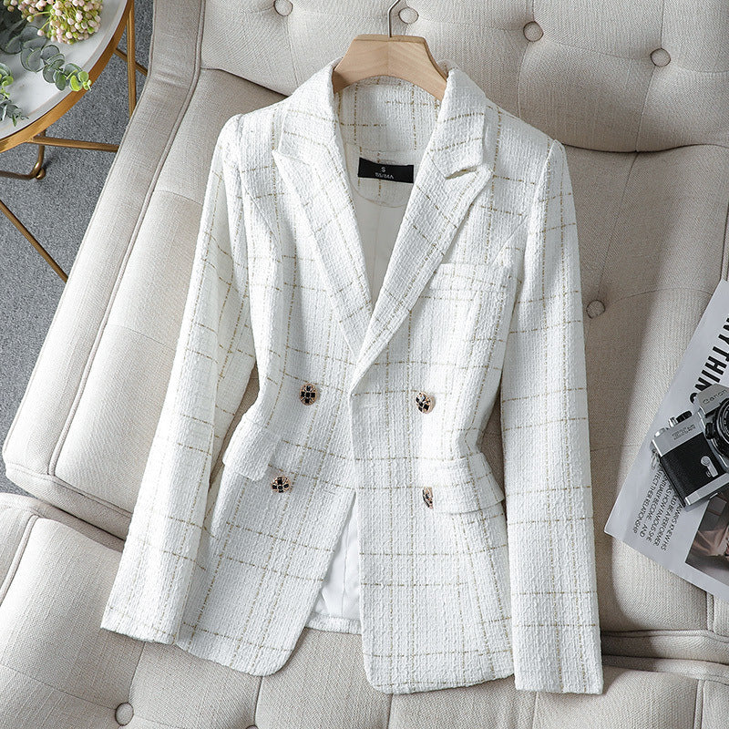 Frauen Blazer Elegant Taillierte Passform Tweed