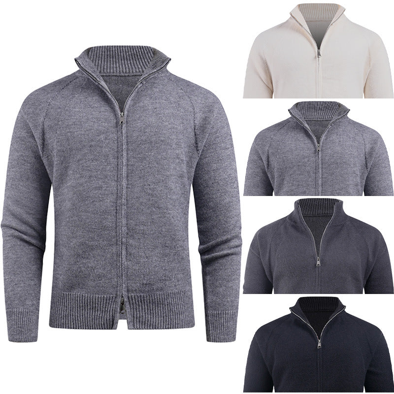 Herren Strickjacke Modern Reißverschluss Hochkragen - IdealeKleiden