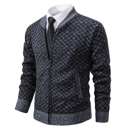 Herren Strickjacke Moderne Zippverschluss Strukturiert Stilvoll