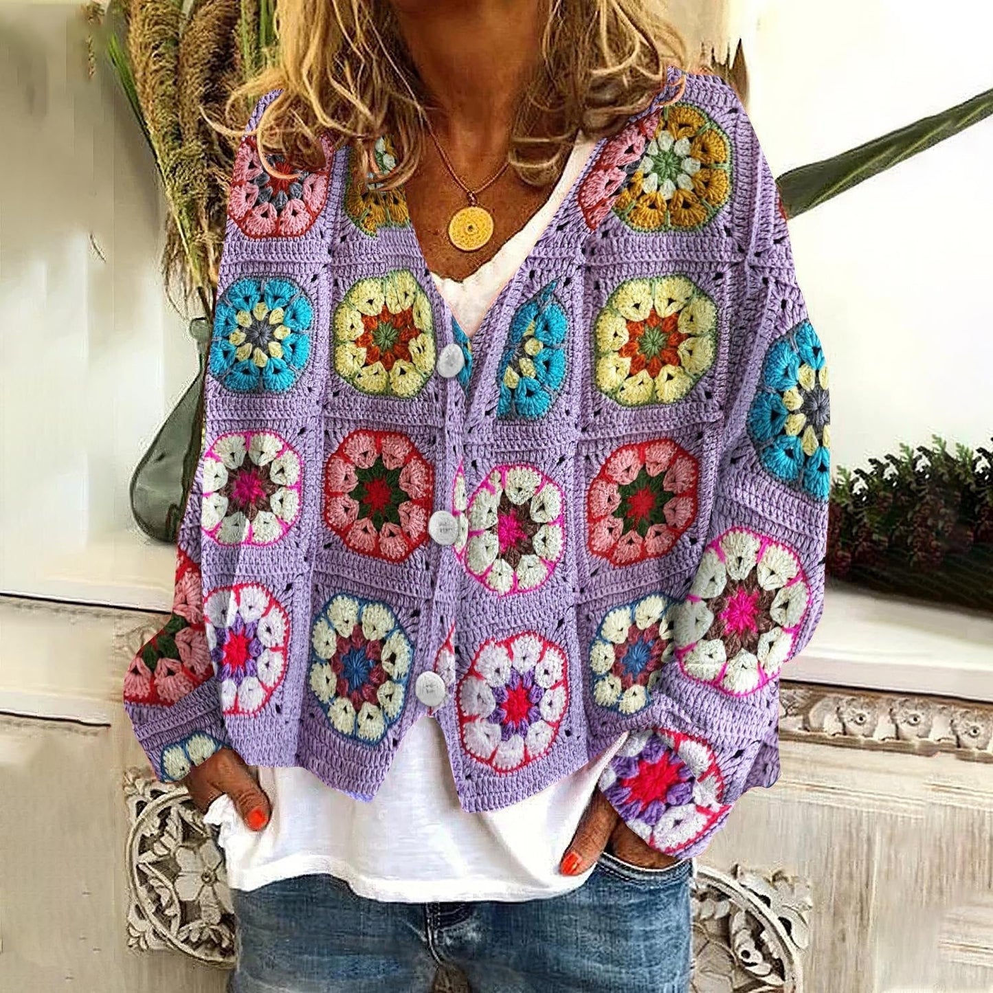 Modischer Cardigan mit Knöpfen Damen