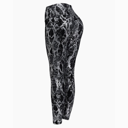 Damen Sportleggings Schlangenmuster Hochwand