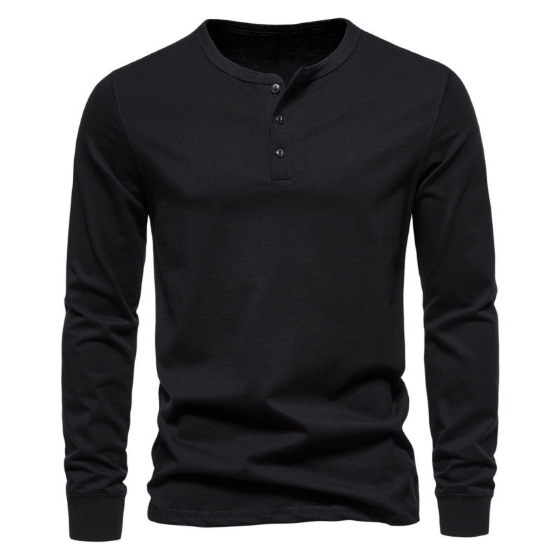 Herren Langarmshirt Modern Knopfverschluss Elegant