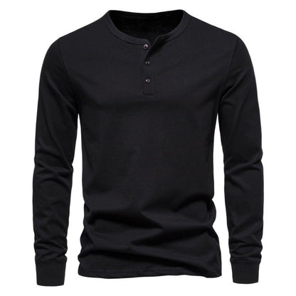 Herren Langarmshirt Modern Knopfverschluss Elegant
