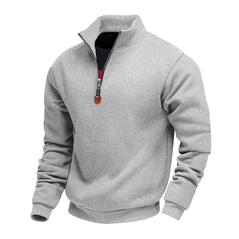 Herren Pullover Sportlich Halbzipper Stehkragen