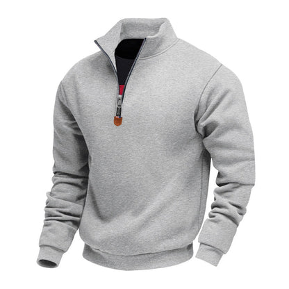 Herren Pullover Sportlich Halbzipper Stehkragen