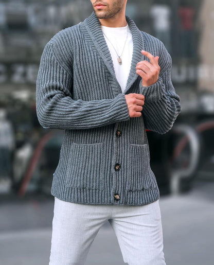 Herren Pullover Strickjacke Modern Knopfdesign