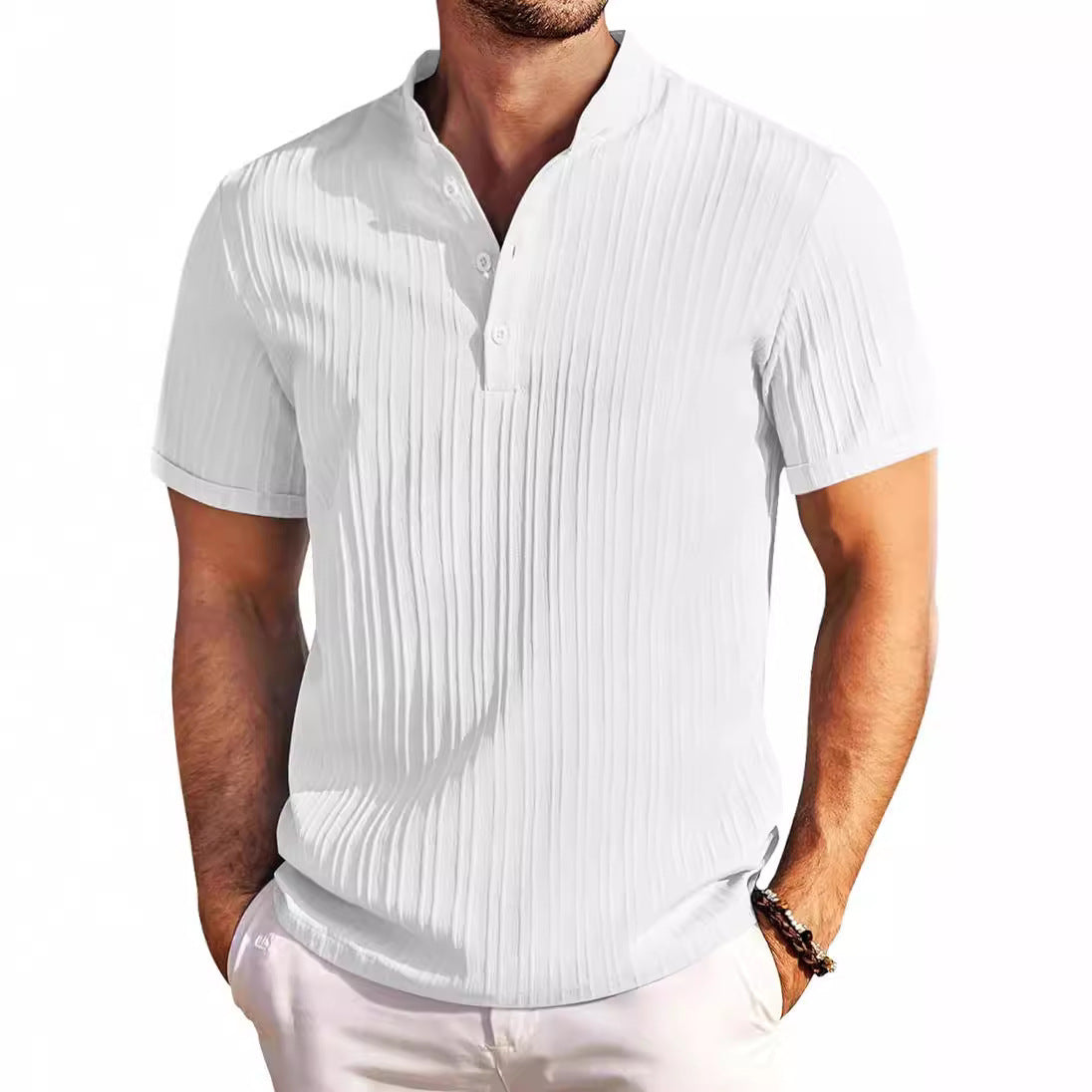 Herren Kurzarm T-Shirt Trendy Struktur Optik