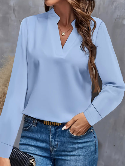 Elegante Damenbluse Stehkragen Langärmlig