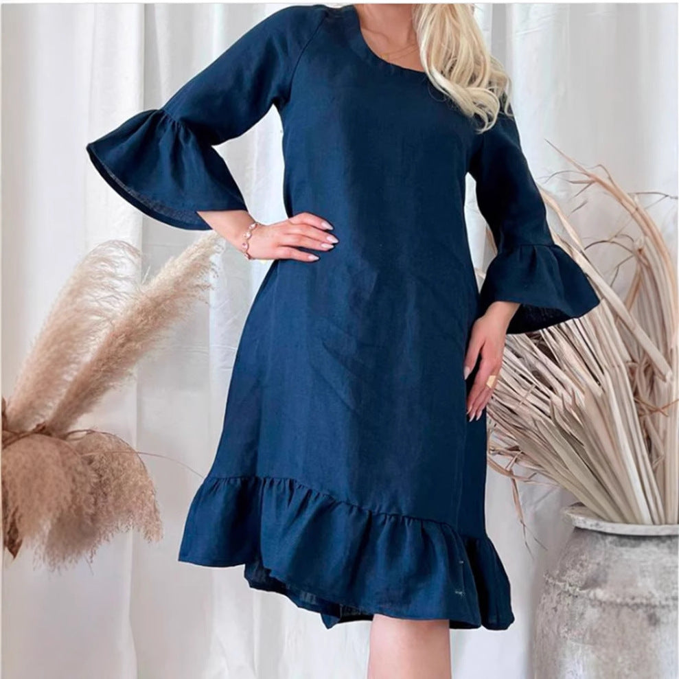 Sommerkleid Leinen Damen Weit Geschnitten - IdealeKleiden