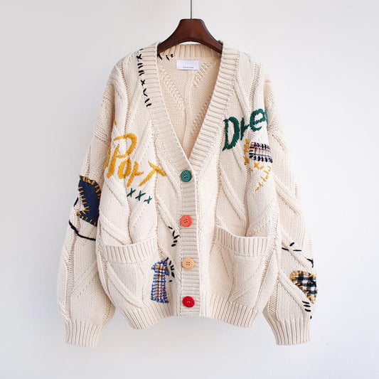 Damen Strickcardigan Bunt Knöpfe Einzigartig - IdealeKleiden