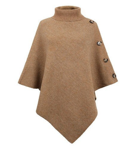 Damen Poncho Strick Modern Knöpfe
