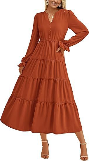 Damen Maxikleid Elegant Voluminöse Ärmel