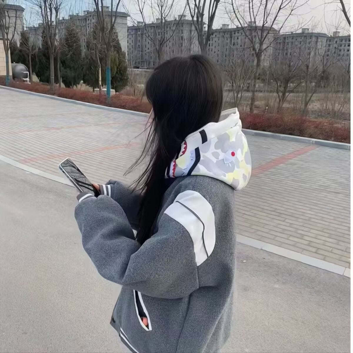 Retro Varsity Jacke Lässig Gestreift Sportlich