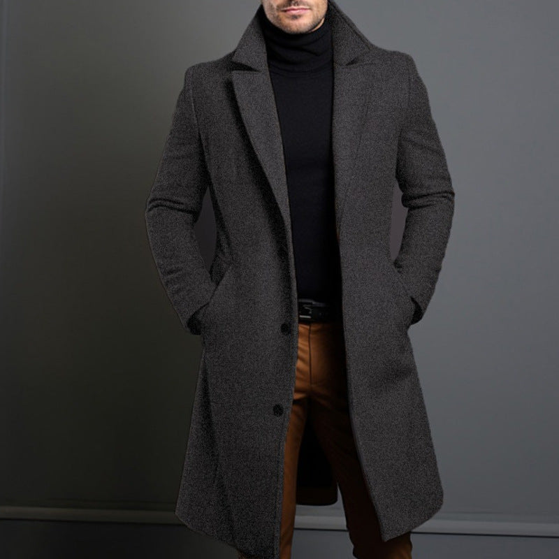 Klassischer Trenchcoat Damen Tailliert Wollmix Knielang