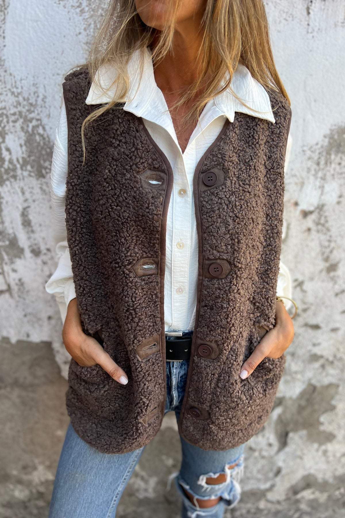 Elegant Sherpa Weste Damenjacke