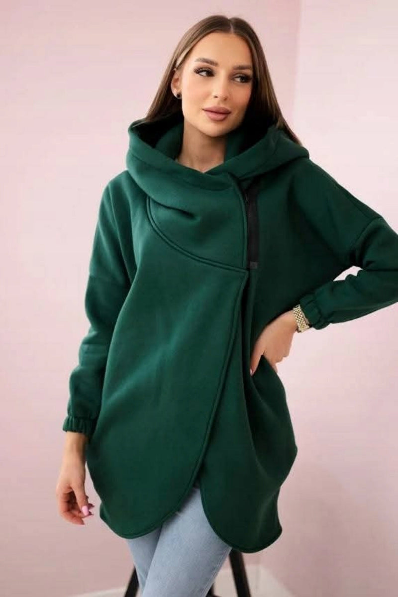 Stylische Sweatjacke Asymmetrisch Reißverschluss